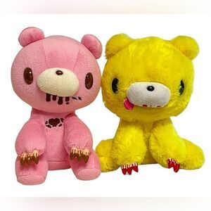 Gloomy Bear Plush Stuffed Animal Lot Of 2 Yellow Pink Chocolate 8inch Chax Goth